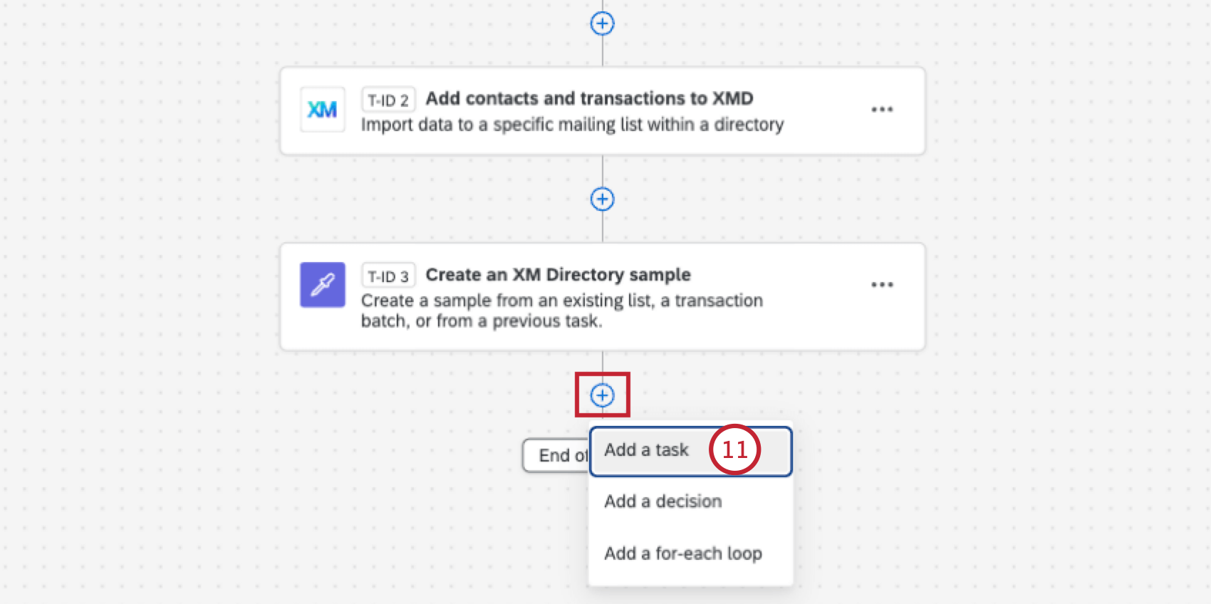 adicionar uma tarefa ao fluxo de trabalho para enviar e-mails para a nova amostra