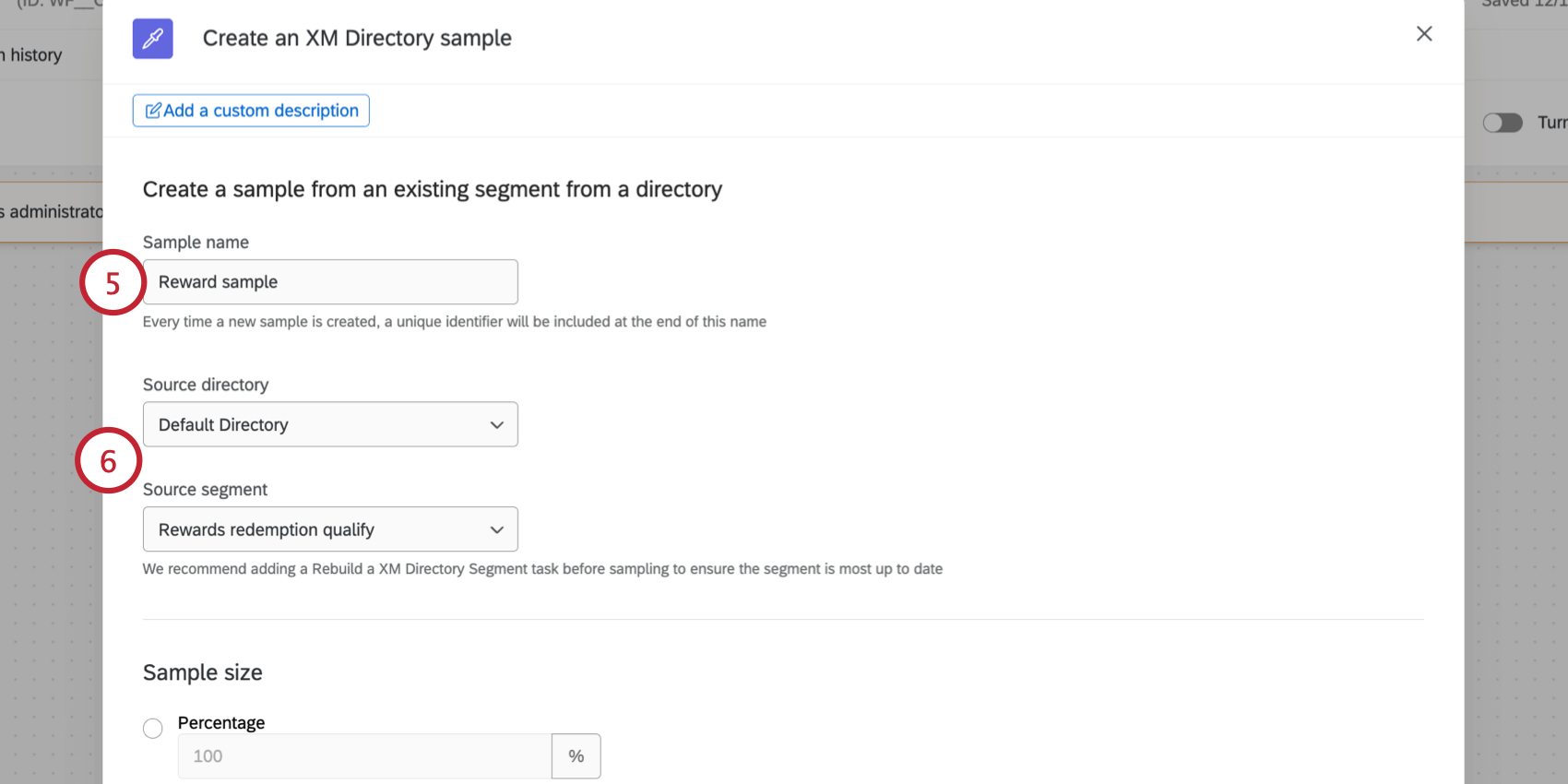 choosing the directory and source for the sample
