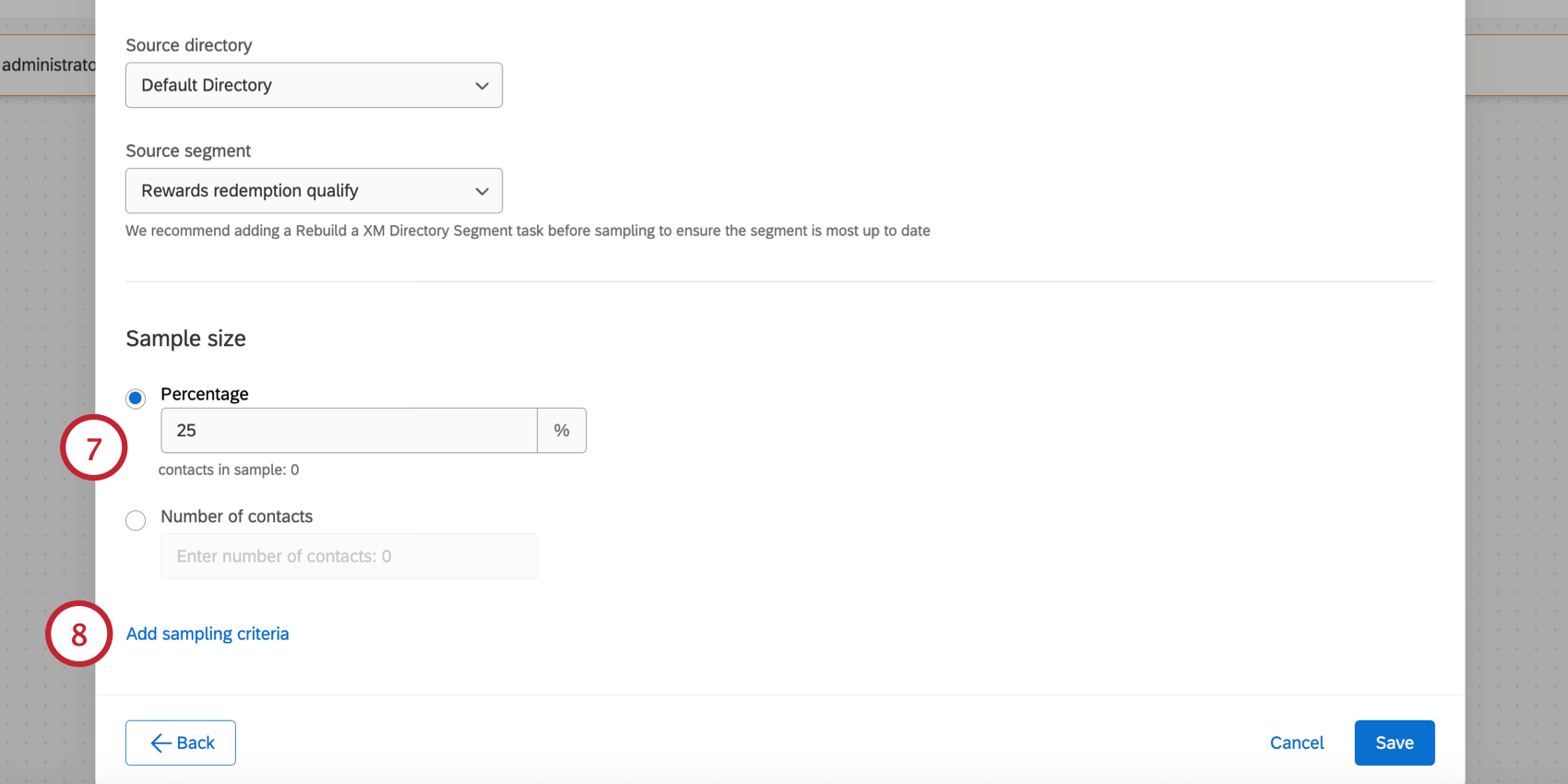 choosing a sample size and adding criteria