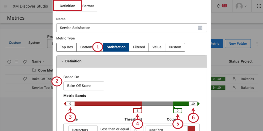 defining a satisfaction metric