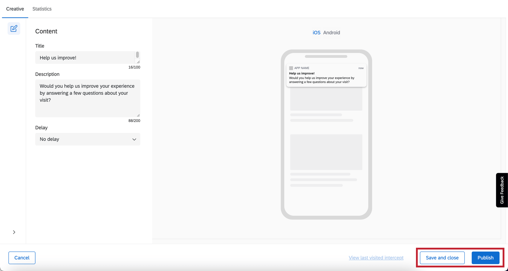 Save and close versus Publish button in lower-right