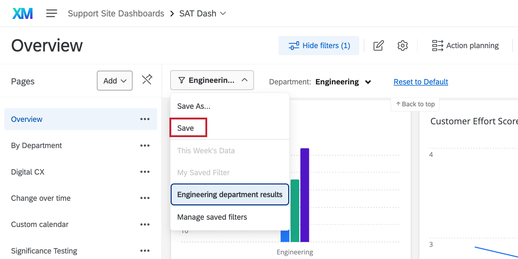 Save option under dropdown