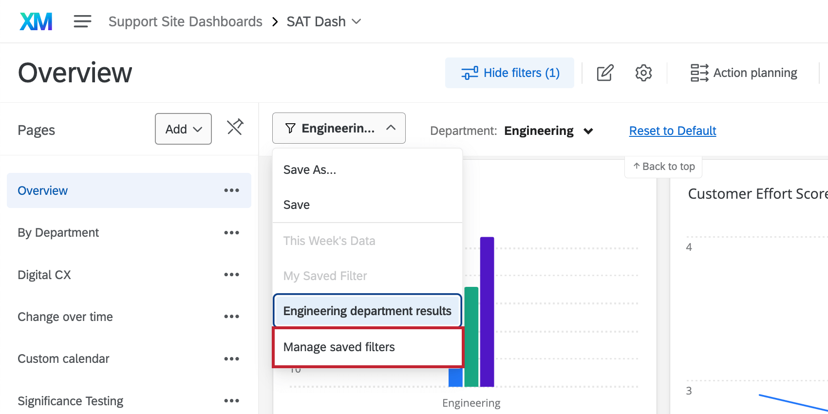 Manage Filters option