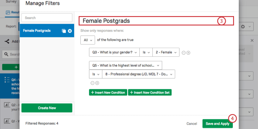 Fenster „Filter verwalten“