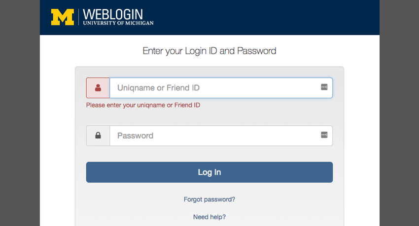 University of michigans login potal