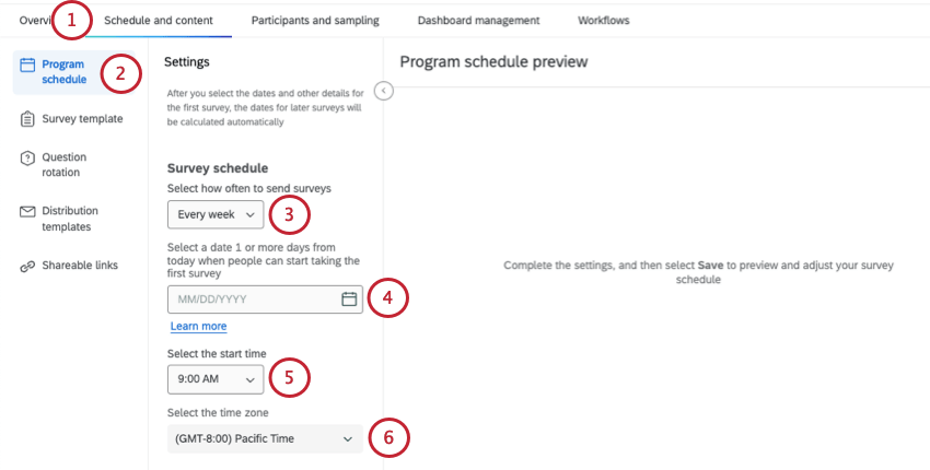 Sezione Programma della scheda Programma e contenuto