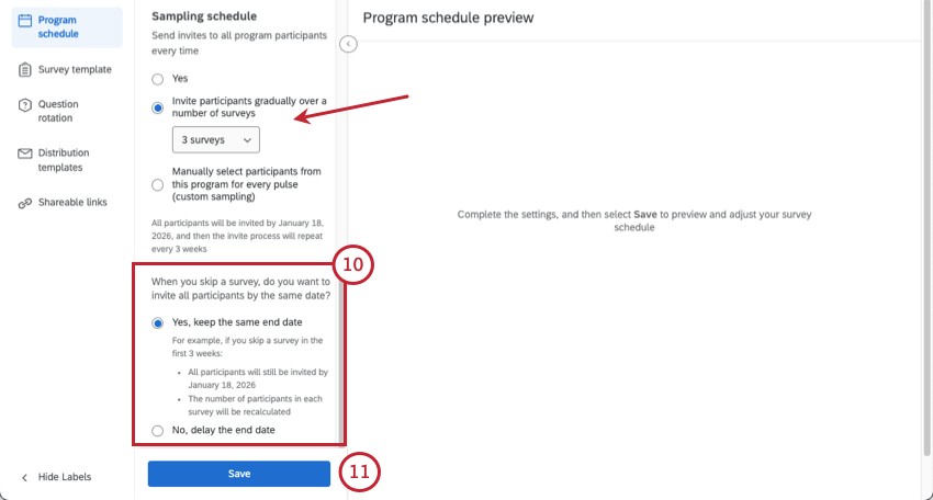 Setting a sampling schedule
