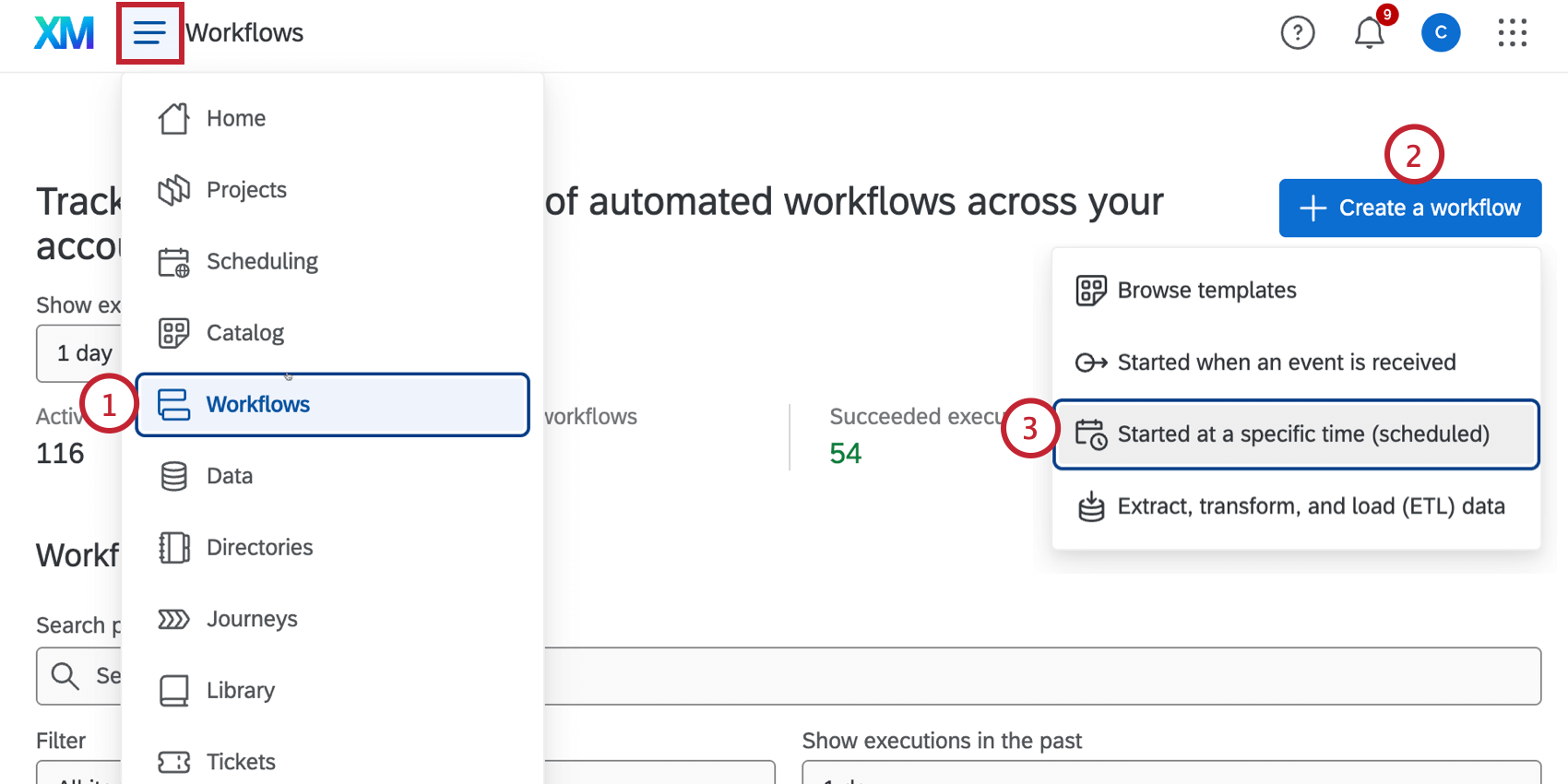creating a new scheduled workflow in the standalone workflows page