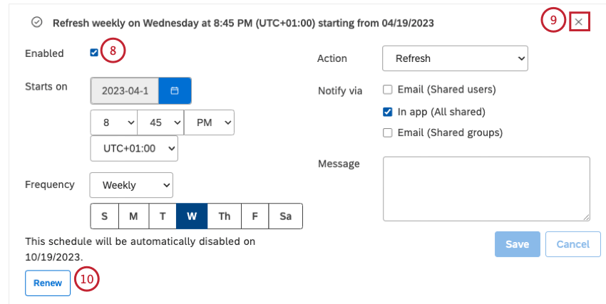 dashboard scheduling options