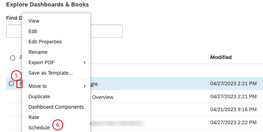 menu dactions élargi