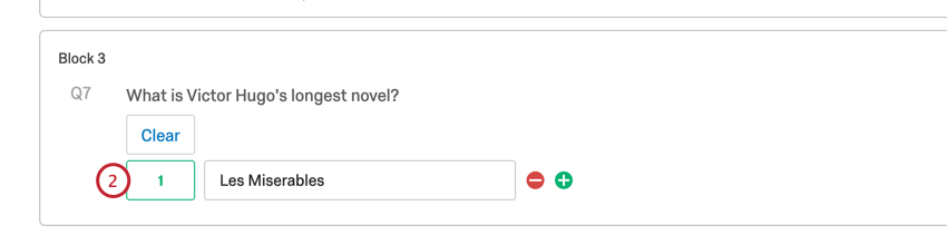 Adicionar uma pontuação de 1 à esquerda da resposta