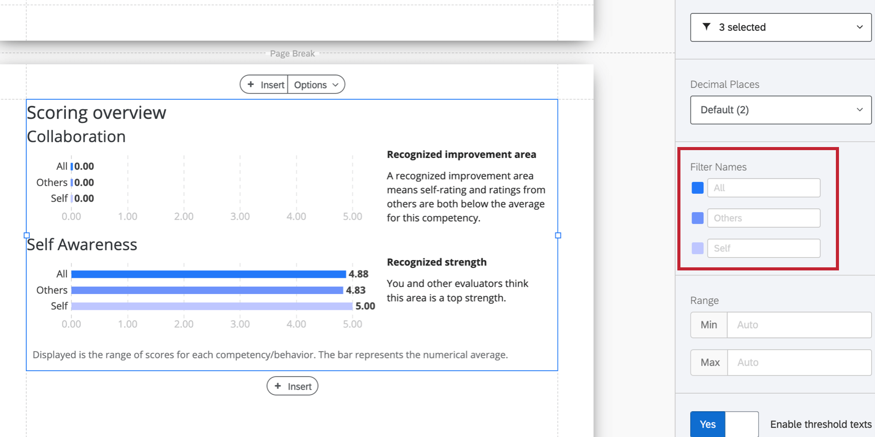 Se muestra dónde se corresponden las configuraciones del encabezado con el gráfico