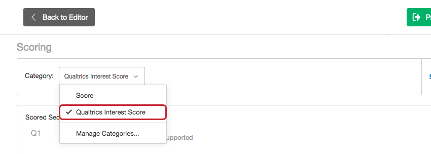 Elegir una categoría del menú desplegable