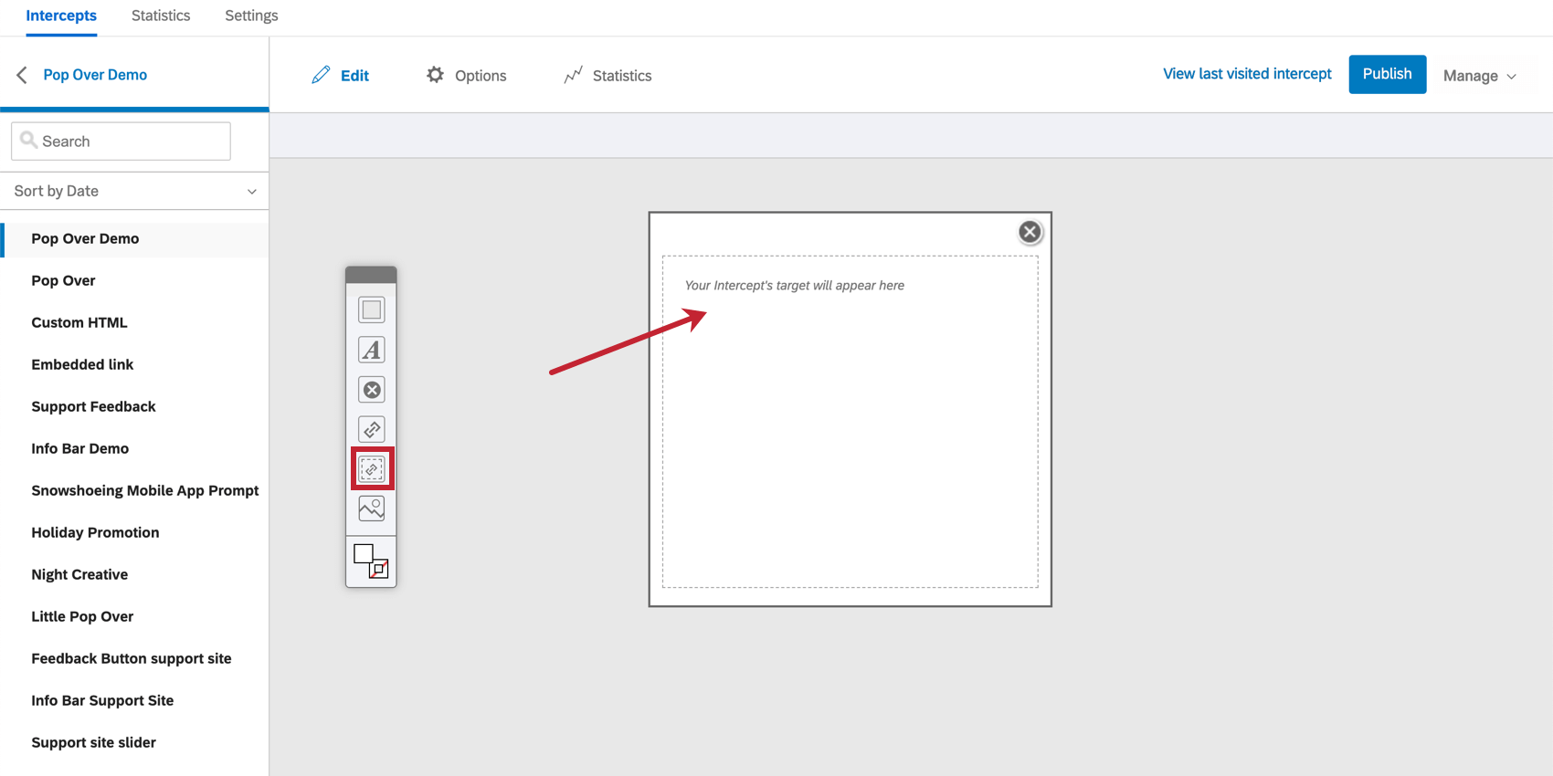 Creative with an embedded target