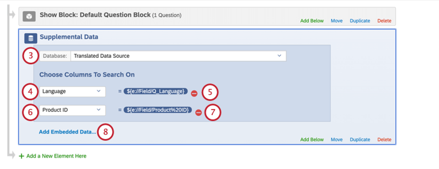 Image of supplemtnal data source set in survey flow as steps describe
