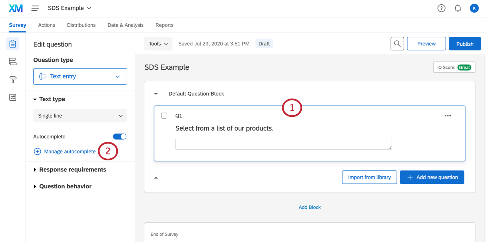 Configuring question