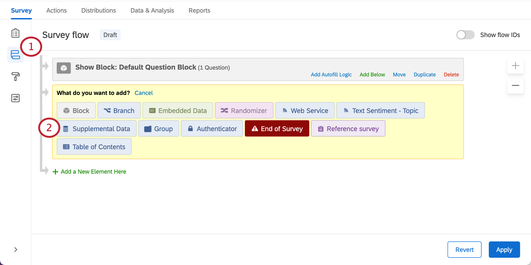 Image of supplemental data element in survey flow