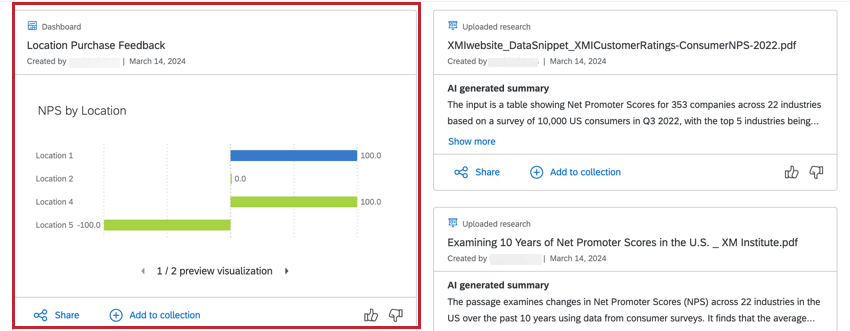 A dashboard type of search result is highlighted