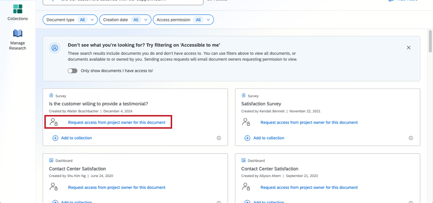 Le bouton qui apparaît lorsque vous navez pas accès à un résultat de recherche, surligné