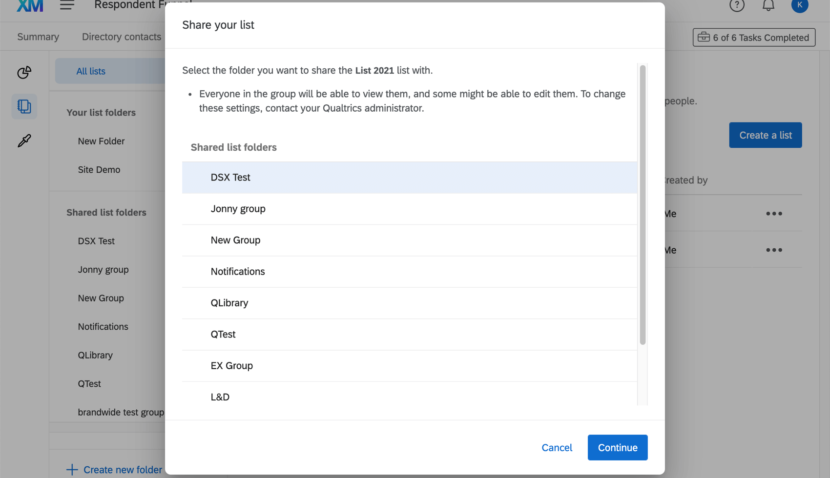 Image of new window that opens showing the shared folders you can access and select