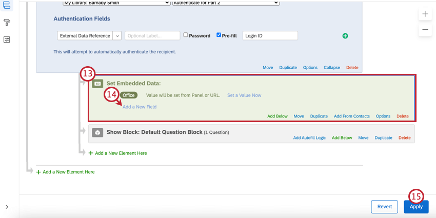 adding an embedded data element to capture the carried over fields