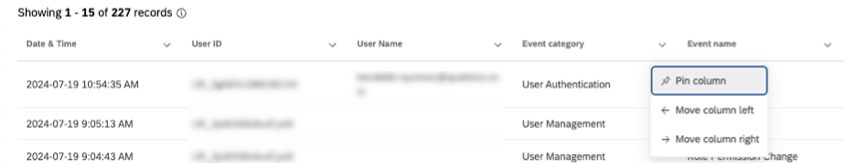 expanding column options