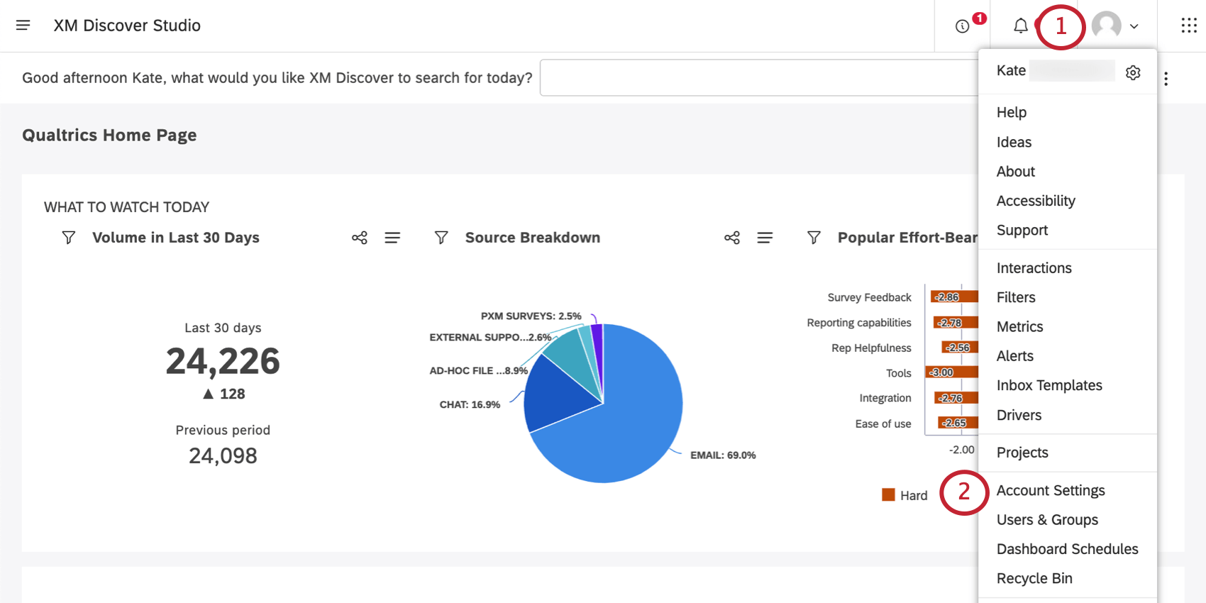 user profile icon expanded