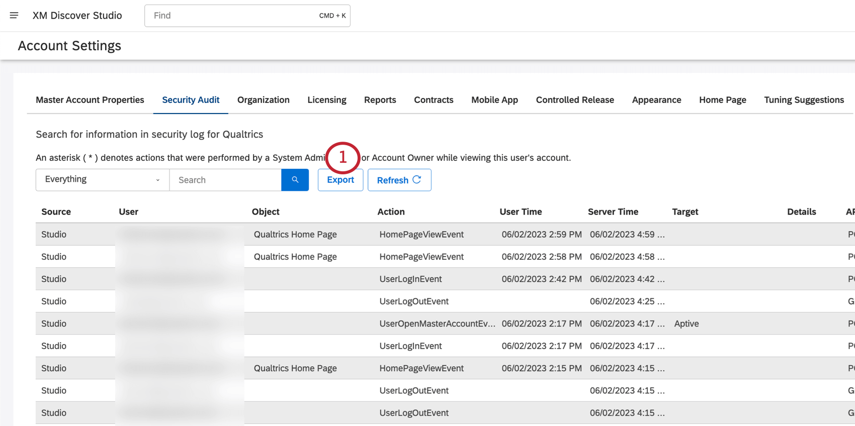 エクスポートボタン