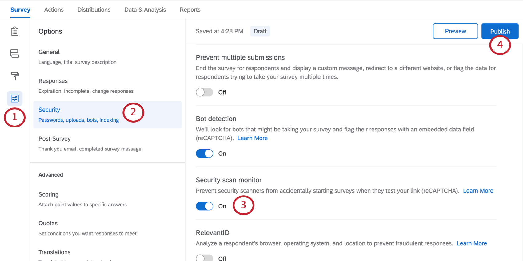 Opção de Monitor de verificação de segurança
