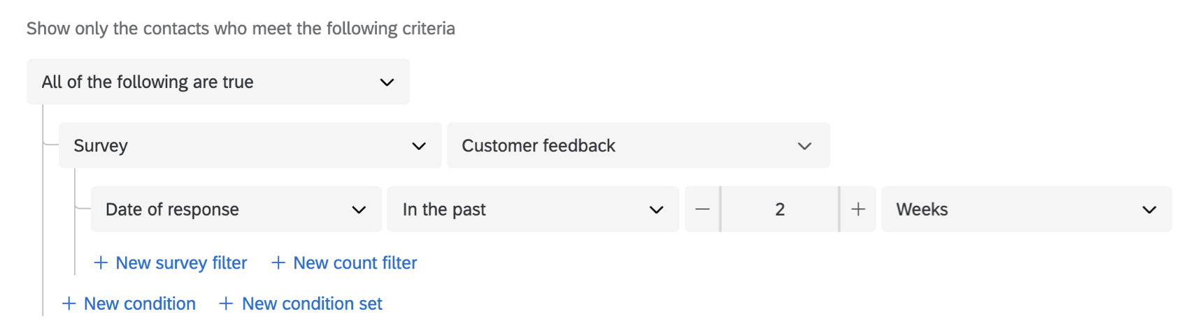 definir critérios de segmento com base em uma data de resposta pesquisa