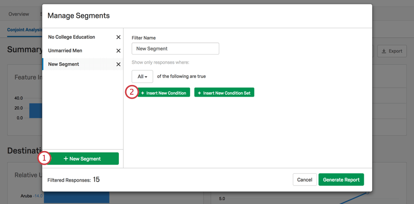Filter window with described steps