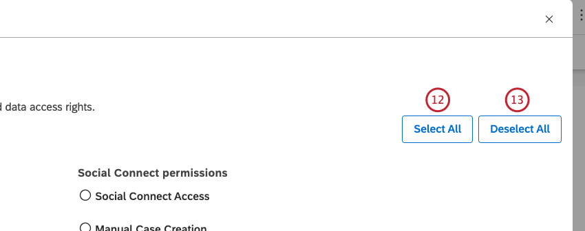 You can click Select All to select all permission types. You can click Deselect All to deselect all permission types.