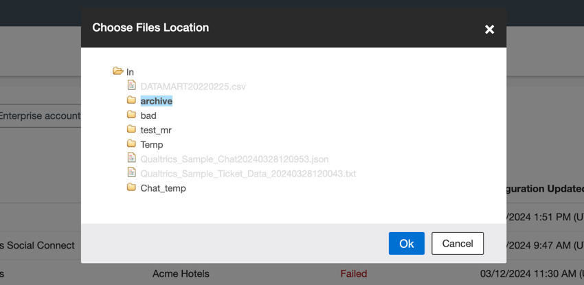 choisir un dossier Sftp