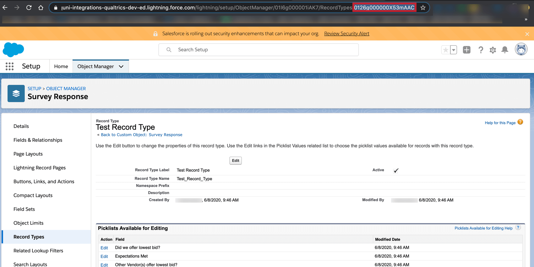 Auswahl der ID des Dokumenttyps in der URL