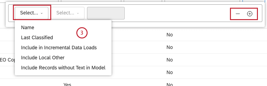 Select 1 of the filter conditions from the Select... menu