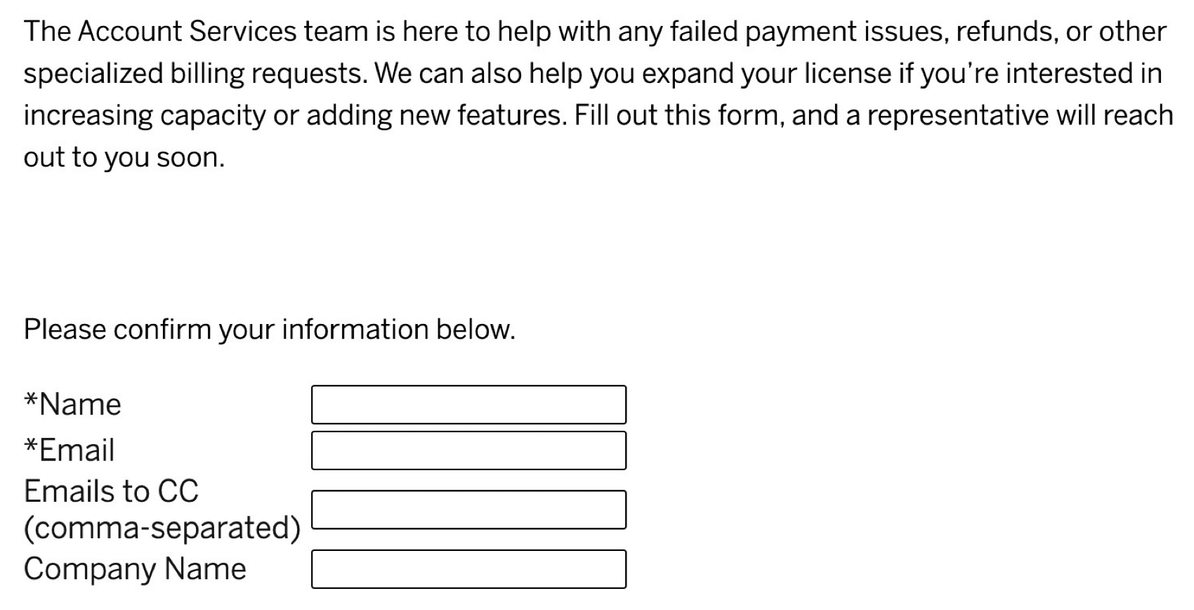 confirming information