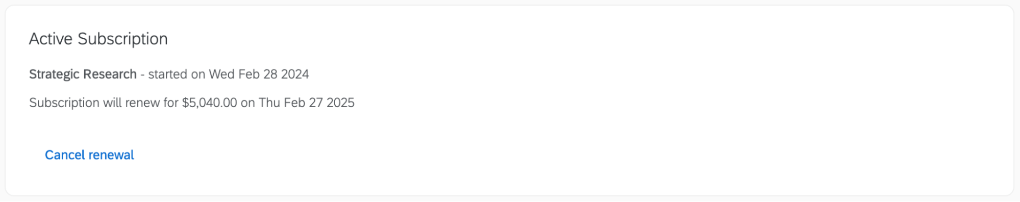 informazioni sullabbonamento attivo