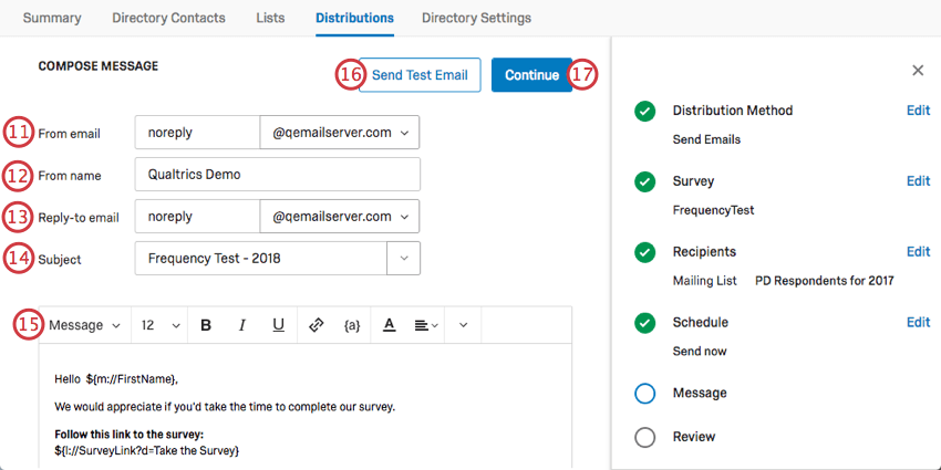 Um e-mail está preenchido e pronto para ser enviado