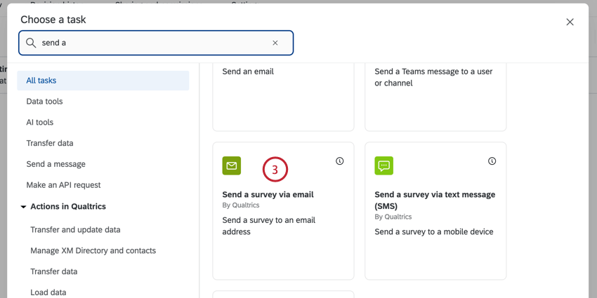 Auswahl der E-Mail-Aufgabe