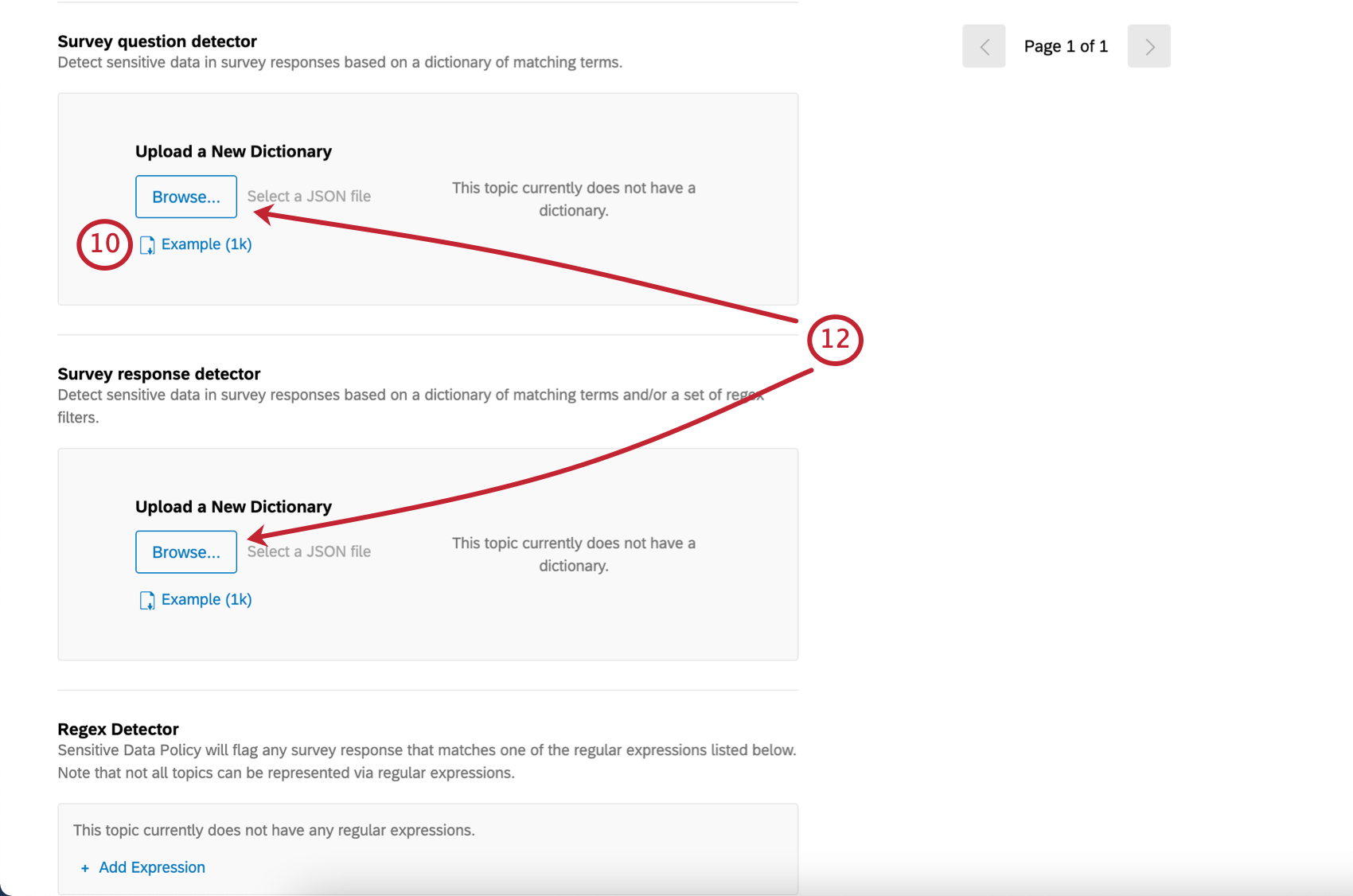 further down, under Dictionary Detector section