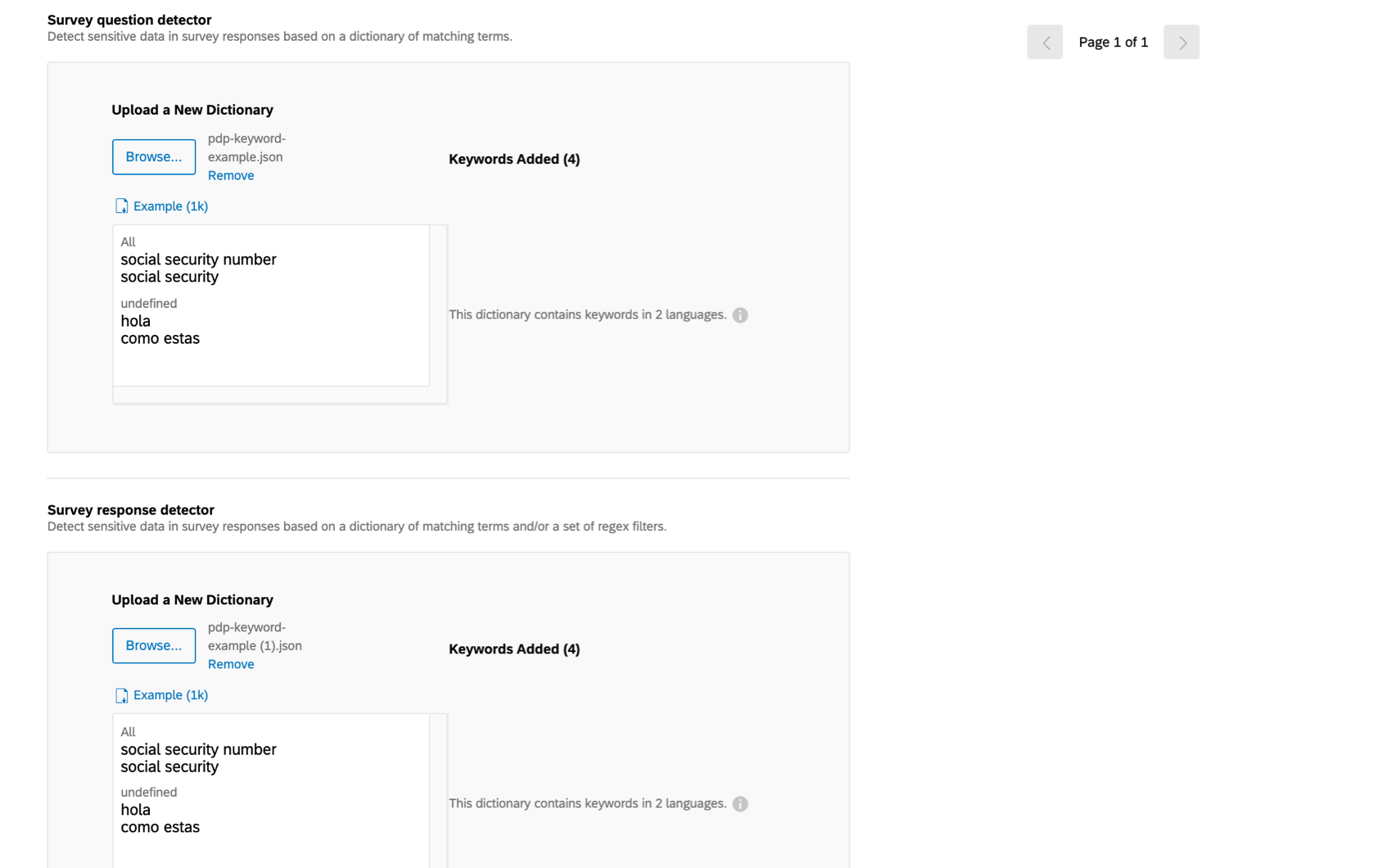 An image of what it looks like when fils are uploaded for both detectors