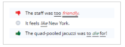 sentiment words effected by an exception