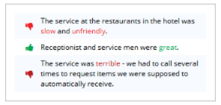 words highlighted with sentiment