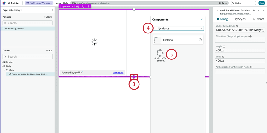 aggiungere il widget di Qualtrics alla pagina