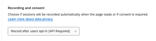imagem das configurações de registro e consentimento