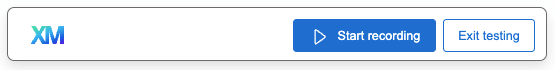 test session capture controls have the qualtrics XM logo, then 2 buttons: start recording and exit controls