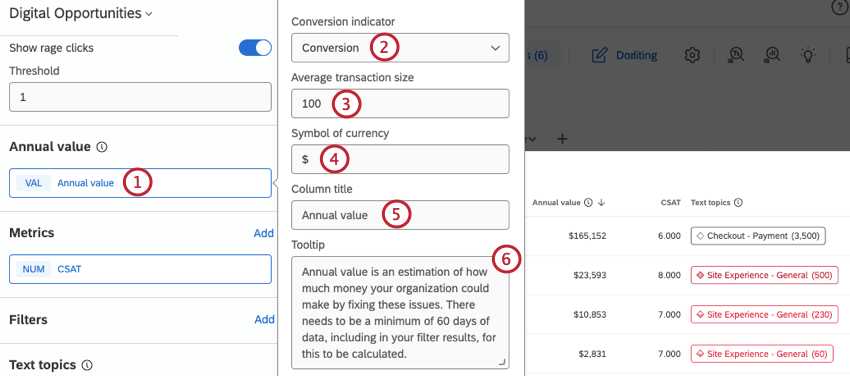 configuring annual value within the widget