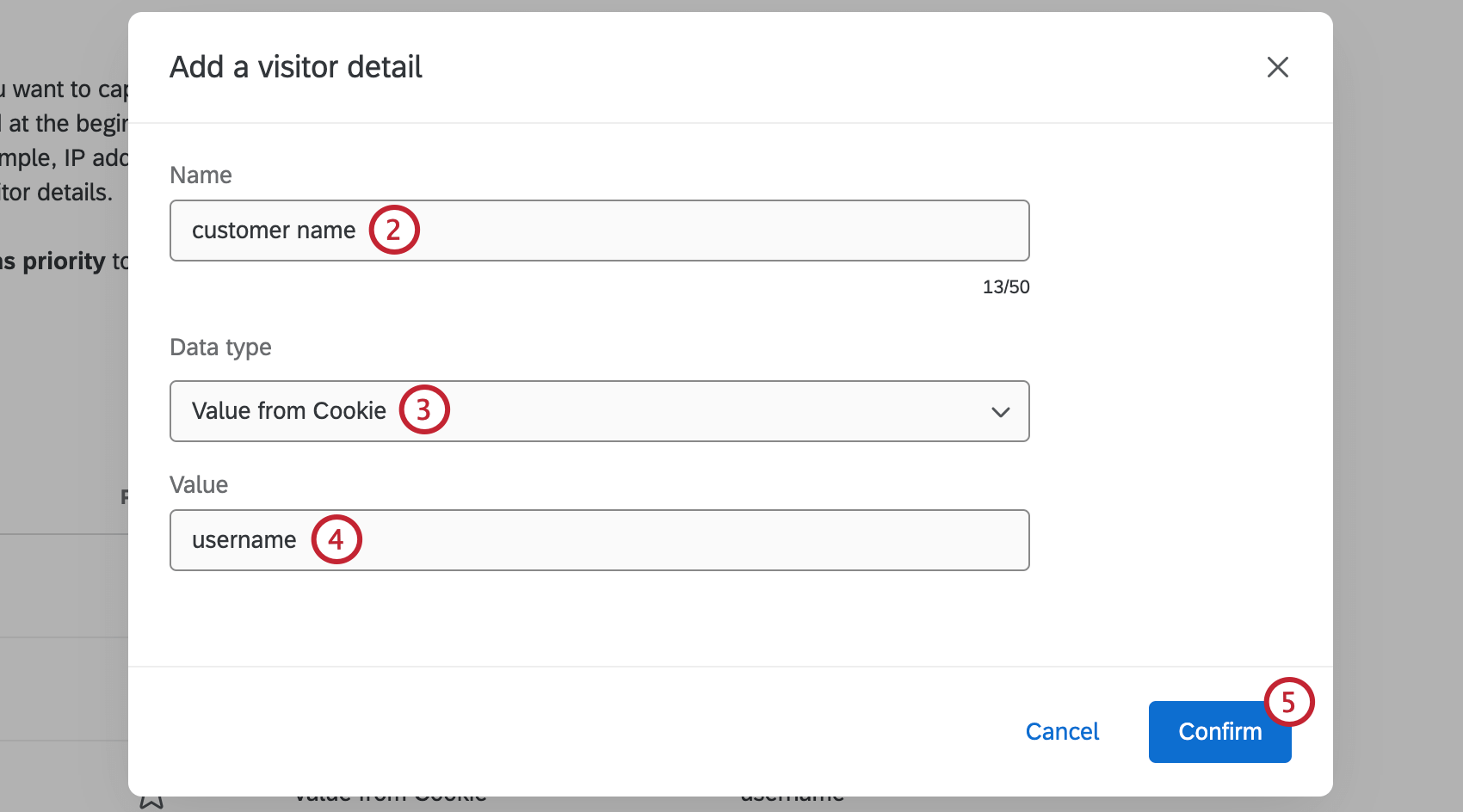 Configurar los detalles del visitante
