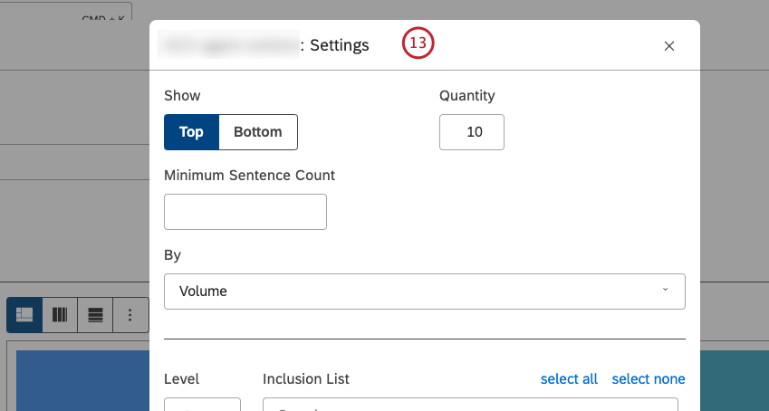 Configure o subconjunto de dados que deve ser incluído nesse agrupamento para o relatório.