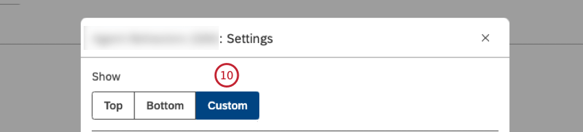 In den Gruppierungseinstellungen können Sie auf Benutzerdefiniert klicken, um explizit festzulegen, welche Werte in das Widget aufgenommen werden sollen.